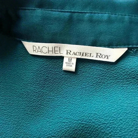 Rachel Roy Emerald Green Flounce-Hem Shirtdress Size MEDIUM - Picture 6 of 13